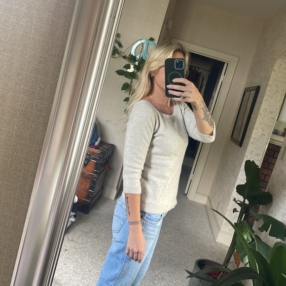 Banana Republic Women's Heather Gray Cashmere Sweater Top - Picture 5 of 11